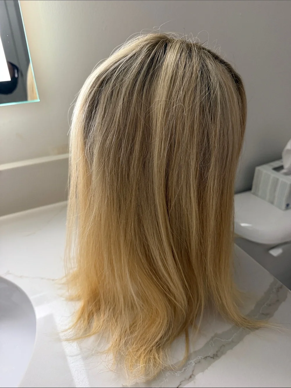 Light Blonde Women’s Straight Wig with Natural Root Shadow